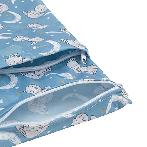 Image of Babygoal Wet Dry Bags for Baby Cloth Diapers, Washable Travel Bags, Beach, Pool, Gym Bag for Swimsuits & Wet Clothes with Two Zippered Pockets 3 Pack, 3LN28