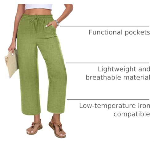Image of EDUWU Women Casual Pants Loose High Waist Cropped Palazzo Beach Pants Summer Outfits 2026 Trendy