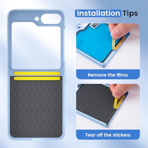 Image of Ruky for Z-Flip-6 Slim Case, with Built-in Back Screen Protector, Blue | Support Wireless Charging Hard PC Ultra-Thin Full Body Protective Phone Cover for Samsung Galaxy Z Flip 6, Blue