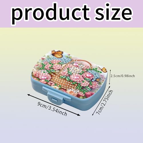 Image of ARTopet Diamond Art Painting Mini Storage Box with 6-Grid Creative Design Compact Portable Small Case for Purse Travel Daily-Flower Basket02