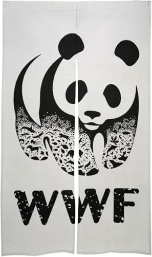 のれん 暖簾 間仕切り パンダ WWF 動物 ドアカーテン 目隠し 玄関カーテン 断熱防寒 部屋仕切り 壁掛け 四季兼用 簡単取り付け プライバシー保護 遮光 リビングルーム 飲食店 出入り口 洗面所 86 X 143cm