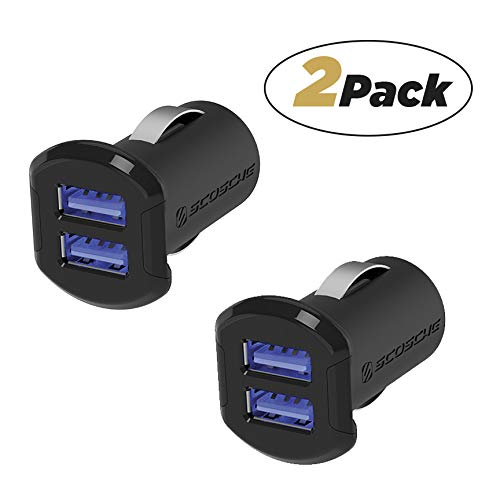 SCOSCHE USBC242M-2PKAZ Revolt Universal Multi Device Compact Dual Port USB Car Charger, Black