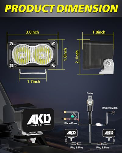 Image of 3 inch 40W CREE LED Pods with Wiring Kit & Covers - Driving Flood