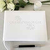 Celebration of Life Funeral Guest Book - Informal Lined Inner Page Format - Boxed - White - Size: 8.