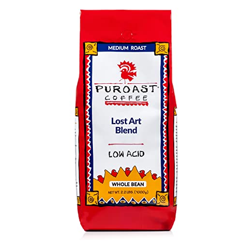 Puroast Low Acid Whole Bean Coffee, Bold Lost Art Blend, Low Acid Certified - Ph Above 5.5, High Antioxidant, 2.2 Lb Bag #TOP13