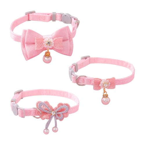 NYGGTYK 3 Piezas Collares para Mascotas, Suministros para Mascotas, Collares De Arco, Collares Lindos, Collares De Gato Ajustables
