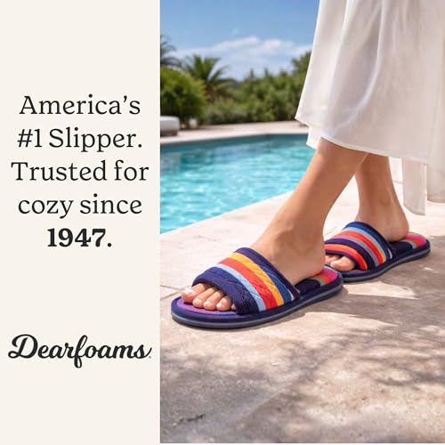 Image of Dearfoams womens Slipper Memory Foam Summer House Shoe Beatrice Terry Slide