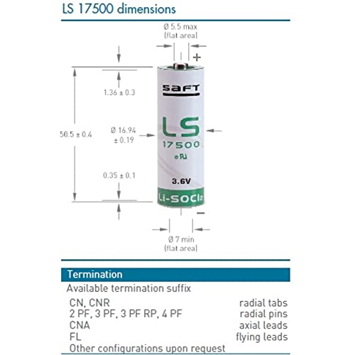Pila de litio Saft LS17500 3.6V miniatura 2