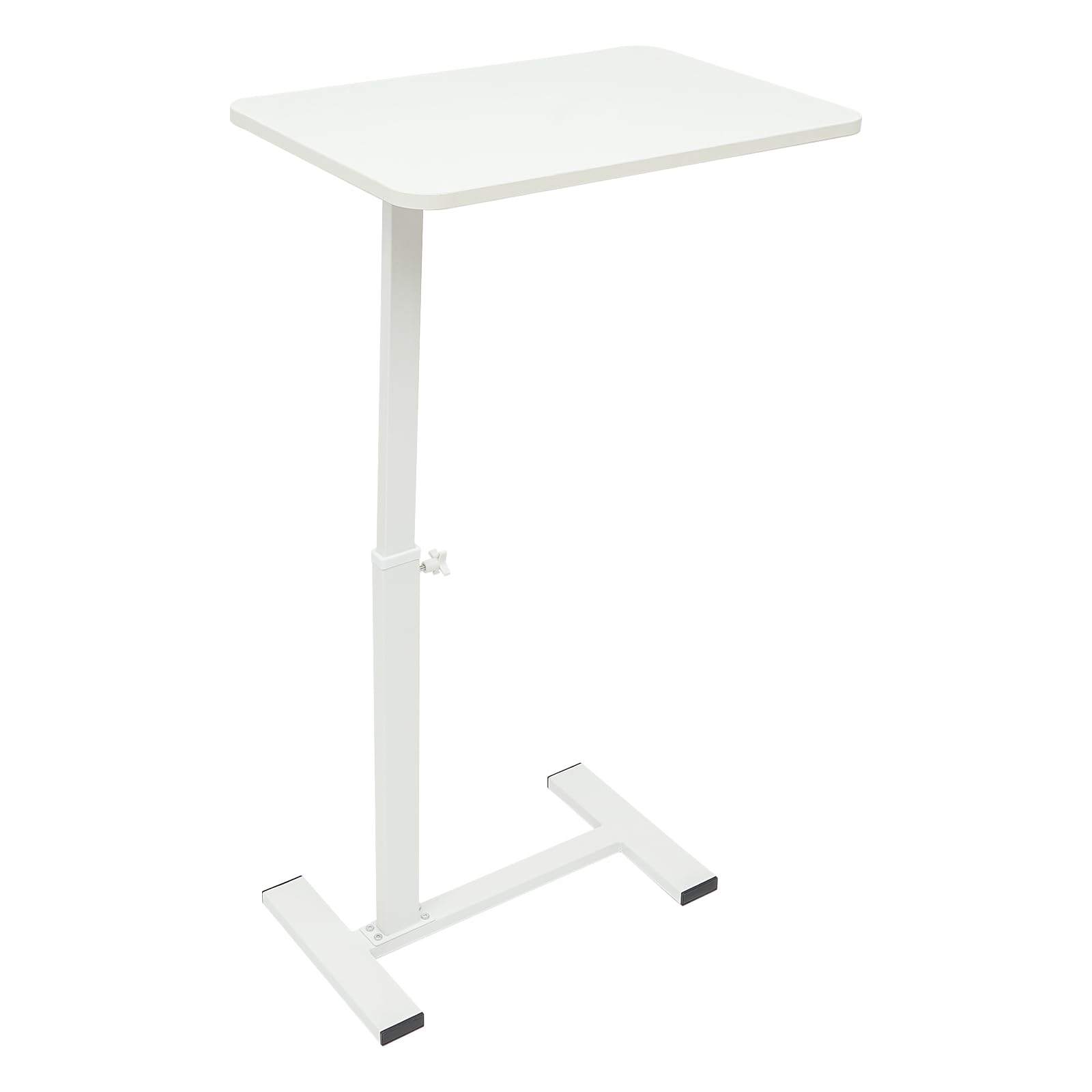 GUDBYWXB Overbed Bedside Table with Wheels, Adjustable Bed Table, Mobile Standing Desk, Rolling Laptop Table, 44.09lbs Load Capacity, for Homes, Offices (White)