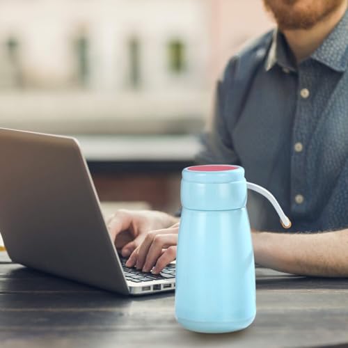 Image of Baskety Small Thermal Coffee Glass Lined Insulated Vacuum Flask for Water & Coffee Dispenser Bottle - 400ml (Sky Blue)