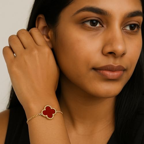 Image of Lucky Charm Clover Bracelet for Women | 925 Sterling Silver with 18K Gold Plating | Adjustable & Anti-Tarnish | Stylish Designer-Inspired Jewelry