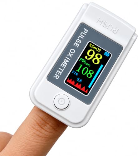 Image of Fingertip Pulse Oximeter, Blood Oxygen (SpO2) Monitor with Pulse Rate & LED Display, Portable Oxygen Saturation Monitor for Home & Travel (LK89)