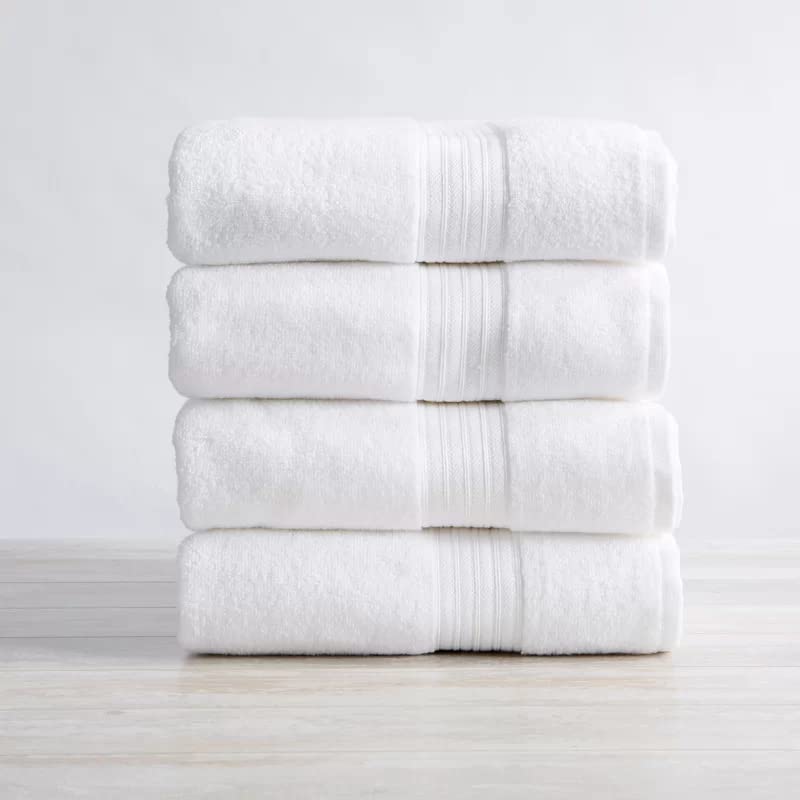 Confezione da 4 teli da bagno grandi (70 x 120 cm) 100% cotone egiziano pettinato ad alta assorbenza, 500 g/m², qualità alberghiera (bianco)