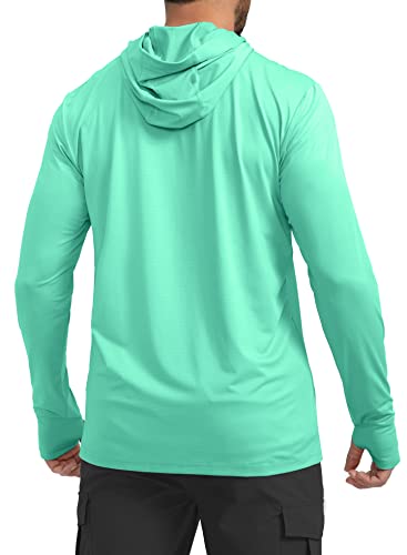 Image of Men's UPF 50+ Light Jacket Full Zip Sun Protection Hoodie Long Sleeve Sun Shirts for Men Hiking Fishing Zip Pockets