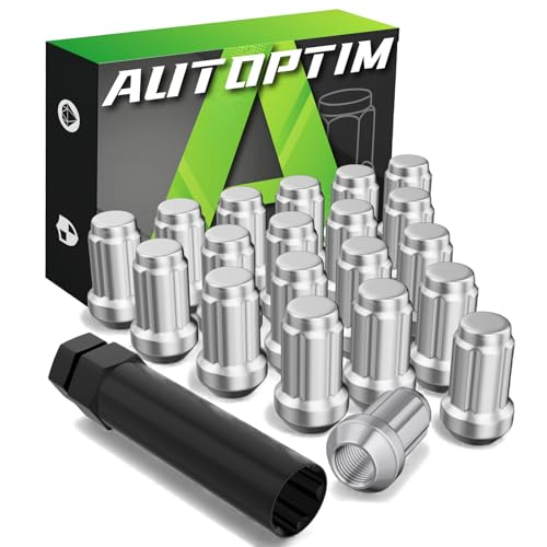 AUTOPTIM 7/16-20 Spline Lug Nuts - Replacement for 1964-1983 Chevy Malibu 1967-1981 Camaro 1969-1972 Blazer 1958-1970 Impala Chrome 20pc 6 Point Closed End Short Nuts with 1 Socket Key