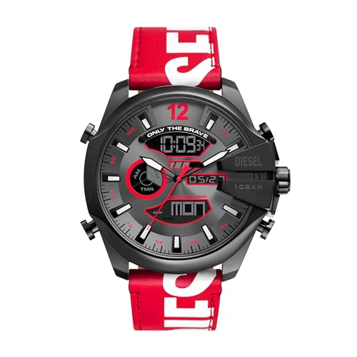 Diesel Homme Analogique LCD Montre avec Bracelet en Cuir DZ4647
