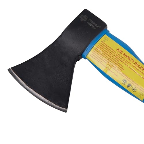 Image of Taparia FHSA 500 Steel Axe with Fiberglass Handle (500g)-Ergonomic Non-slip Handle, Protective Rubber Handle-Balanced Weight Distribution, Vibration-Absorbing Handle-Lightweight, Low Maintenance