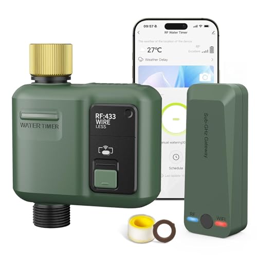 WiFi Water Timer for Garden Hose, Smart Sprinkler Controller with 984ft RF Range, Smart Lawn...