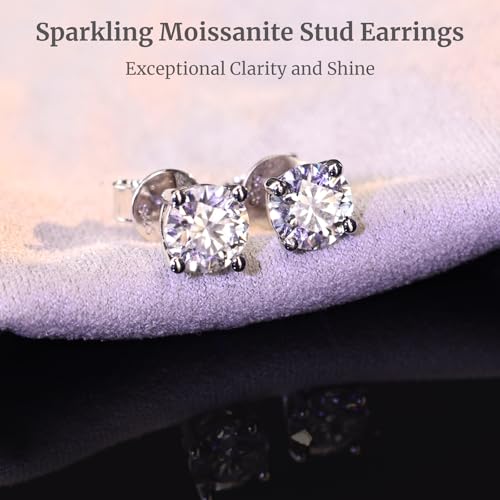 Moissanite Earrings, Diamond Stud Earrings for Women 1-3 CT 18K White Gold Plated/S925 Sterling Silver Earring for Men, Lab Grown Hypoallergenic Jewelry4
