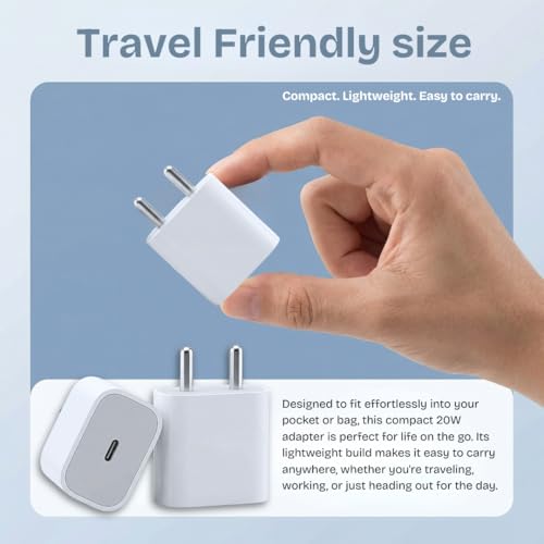 Image of PD 20W USB-C Power Adapter for 16 15 14 13 12 Series | PD 3.0 | BIS Certified | Original Charging for .-Speed (Support Upto 27W) |No Cable