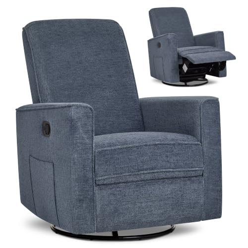 Image of Evolur Raleigh Plus Nursery Glider Recliner, GREENGUARD Gold, Blue Fog