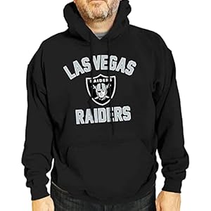 Team Fan Apparel NFL Adult Gameday Hooded Sweatshirt – Poly Fleece Cotton Blend – Stay Warm and Represent Your Team in Style (Las Vegas Raiders – Black, Adult Large)