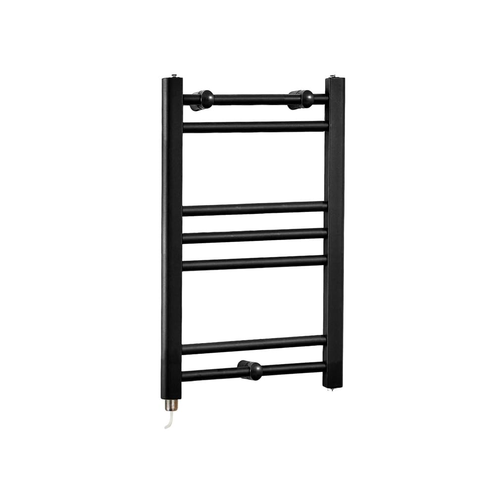 Milano Nero 200W Black Straight Bar Electric Heated Towel Rail - 600 x 400mm