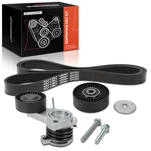 A-Premium Engine Serpentine Belt Drive Kit Compatible with BMW X5 2007-2010, X3, 128i, 323i, 325i, 325xi, 328i, 328i xDrive, 328xi, 330i, 525i, 525xi, 528i, 528i xDrive, 528xi, 530i, 530xi, 3.0L