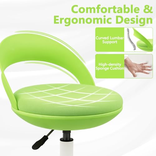Image of KLASIKA Office Drafting Chair with Back, Ergonomic Swivel Rolling Stool with Footrest, Adjustable Height Standing Desk Chairs for Home Work Shop Kitchen Task Computer Counter Height Bar, Green