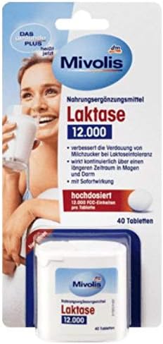 Lactase 12,000 Tablets - Improves the Digestion of Lactose Intolerance - With Immediate Effect - 40 Tablets