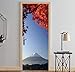 Produktbild CCNIU 3D Tür Aufkleber, Ahornblatt Berg Fuji Persönlichkeit DIY Wandaufkleber Selbstklebend Entfernbar Wasserdicht PVC Wandgemälde Zuhause Dekoration Glas Tür Wand Renovierung, 77 * 200CM