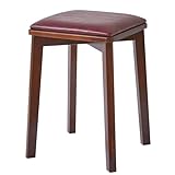 Aibiju スツール木製 スタッキングチェア ドレッサーチェア 天然木 椅子 腰掛け スタッキングスツール PU皮革座面 クッション付き 四角 33x33x45cm 耐荷重100kg ウォールナット色 YD-151B