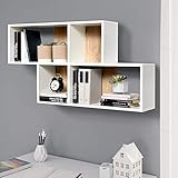 BAKAJI Mensola Scaffale Libreria da Parete Design Moderno con 4 Mensole Ripiani Struttura in Legno MDF Bicolore Dimensione 100 x 53 x 19,5 cm Decorazione Muro Arredamento Casa Uffcio (Quercia Bianco)