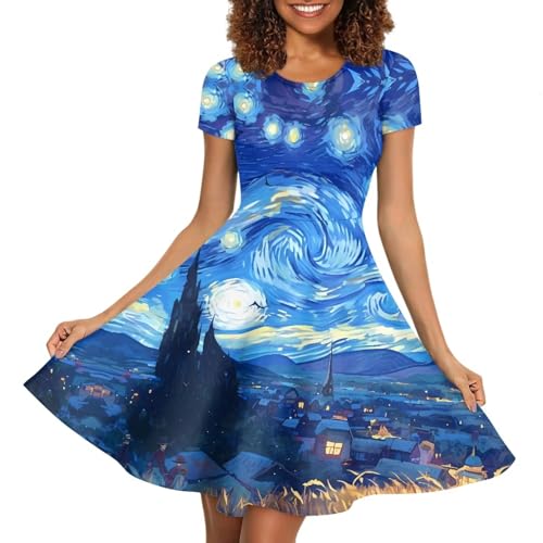 Image of Biyejit Women's Summer Casual Short Sleeve T-Shirt Swing Dress Crew Neck Plus Size S-4XL