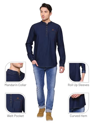Image of Kuons Avenue Men's Short Denim Kurta | Kurta Shirt for Men