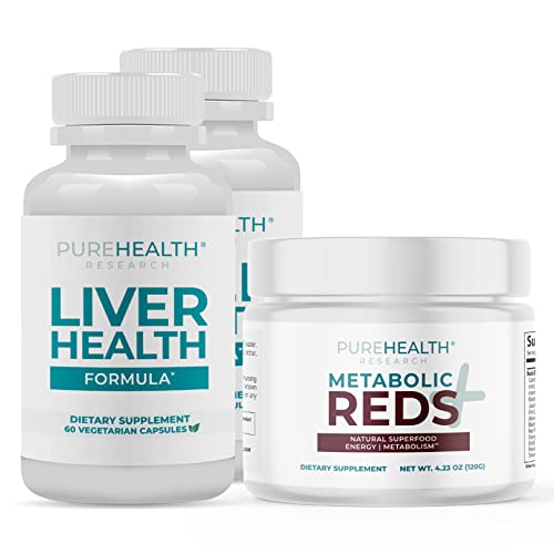 Reds+ Superfood Powder And Liver Support Supplements For Women & Men 2 Bottle Set - Bundle Pack With Probiotics, Natural Herbs, Enzymes, Beets And Ashwagandha Powder For Body Detox & Cleanse #TOP23