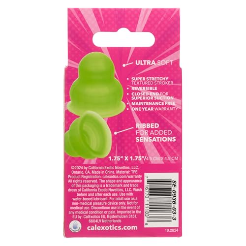 Image of CalExotics Pop Sock! 1.75 Inch Tickler Male Masturbator with Reversible Texture and Closed-End Superior Suction Green SE-0936-03-3
