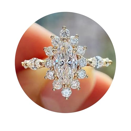 Sparkling Gold Color Cubic Zirconia Rings for Female Wedding Band Accessories