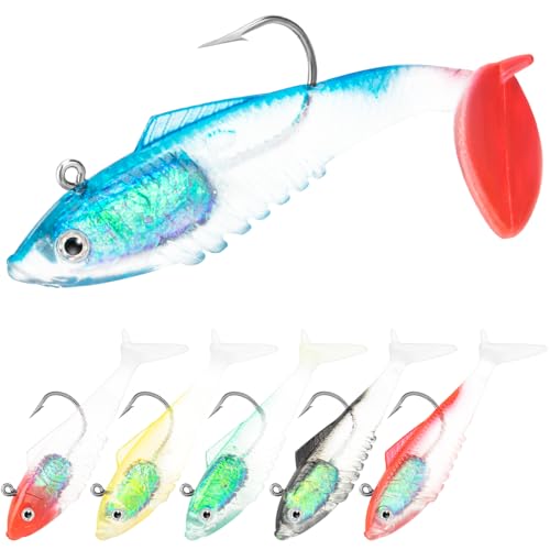 Syosisny 6-Piece Soft Fishing Lure Set, Realistic Bionic Swimbait for Bass, Trout, Saltwater & Freshwater Fishing Lures, Durable Fishing Gear Accessories (3.15)