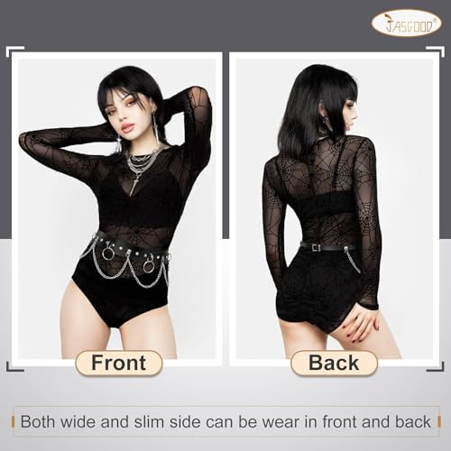 JASGOOD Punk Black Waist Chain Belt Women Leather Rave Body Goth Accessories Jewelry for Girls2