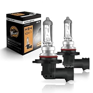 WEELMOTO Automotive Car Halogen Headlight Bulb 9006 (HB4) 51W (Pair), Car Headlight Lamp Super White Light Halogen Light Bulb Replacement for Driving Fog Light 12V, IP67,Bulb Replacement (2 Pack)