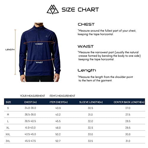 Haimont Men's 1/4 Zip Golf Shirt Long Sleeve Athletic Pullover With Lightweight Brushed Fleece Lining, Quick Dry For Hiking Fishing Outdoor Active Tops, Heather Blue, Xl #TOP6