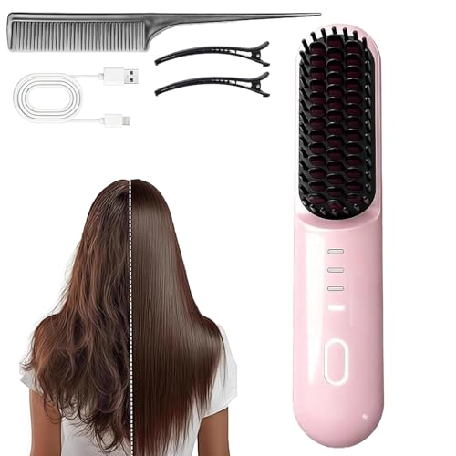 Go Brush Pro for Short Hair, 2026 Upgraded Cordless Straightening, 4 Temperature Settings, Ionic &...