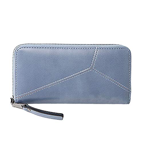Preisvergleich Produktbild Frauen Lange Reißverschluss Geldbörse Multifunktionale Handtasche PU Leder Geld Organizer Wallet Multi-Karten-Bit Geldscheinklammern Change Card Bag - Hellblau