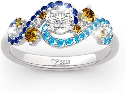 Jeulia "The Starry Night Round Cut Sterling Silver Ring Fashion Ring for Wife Anniversary Girlfriend Birthday Gift with Beautiful Jewelry Box