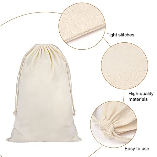 Aucuu 2er Set Wäschesack, 50x75 cm Wäschespeicher-Einkaufstüten, Wäschebeutel, Wäschesack mit Kordelzug, 100% Baumwoll Wäschebeutel Reise, Aufbewahrungsbeutel Maschinenwaschbar/Wiederverwendbar