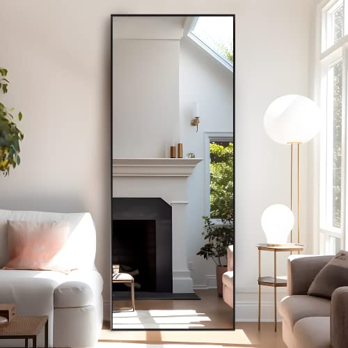Image of NeuType 71 inchx28 inch Large Mirror Full Length Mirror Aluminum Alloy Frame Floor Mirror Wall-Mounted Mirror for Living Room, Bedroom, Hanging or Leaning Against Wall, Black (No Stand)