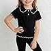 T Shirts for Girls,Toddler Girls Button Basic Tee Shirt Cute Ruffle Trim Babydoll Short Sleeve Blouse Summer Trendy Textured Tops 6M-8Y