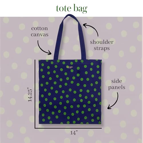 kate spade new york Cute Canvas Tote Bag for Women, Canvas Beach Bag, Tote with Pocket, Sonnet Dot2