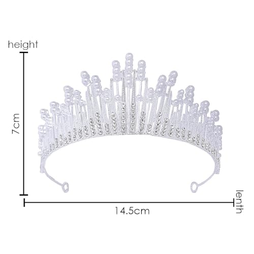 Image of SYGA Crown Queen Rose Flower Tiaras Princess Hair Jewelry Headbands for Party Engagement Wedding (Crown-Pearl-Silver)